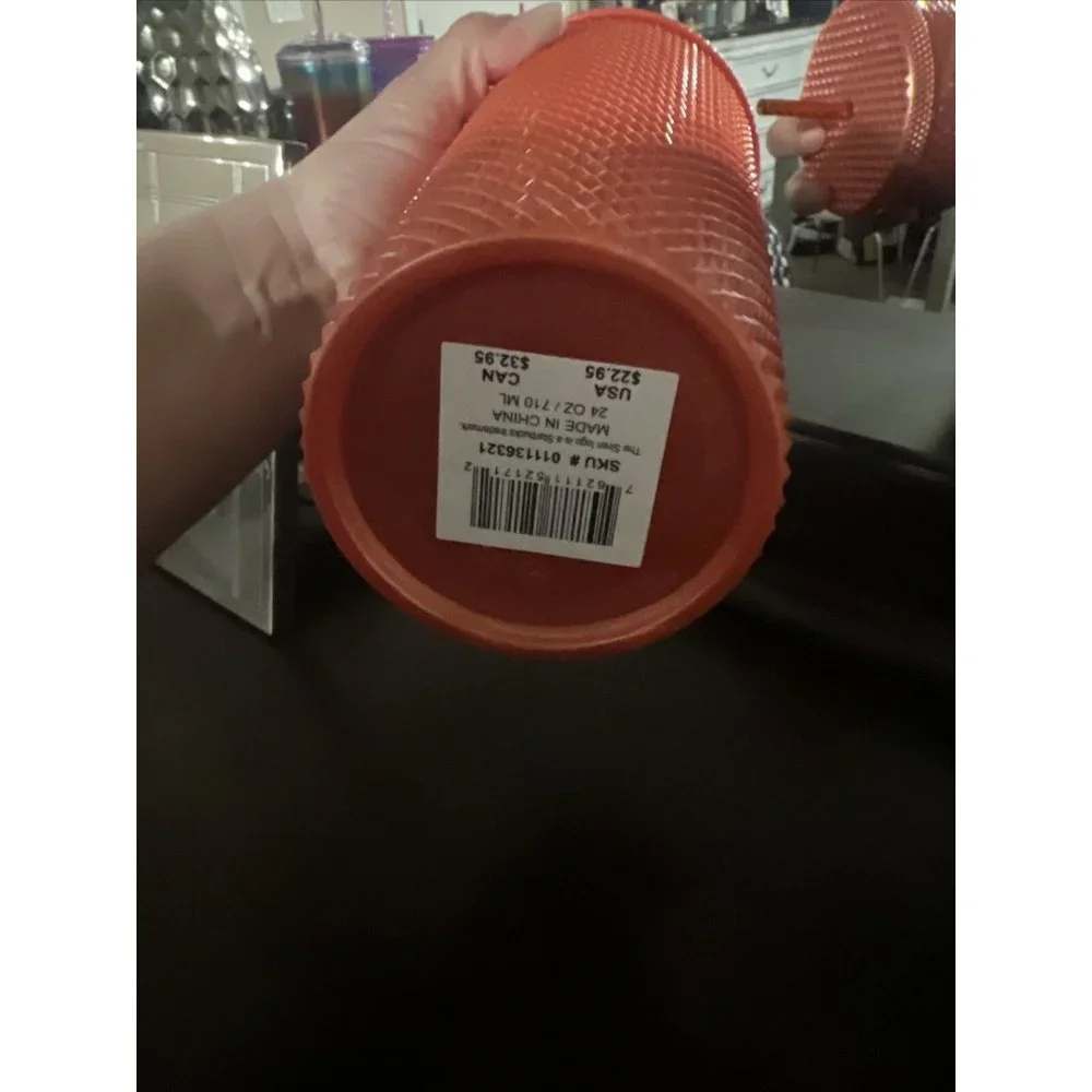 Starbucks Orange Pearlized Studded Tumbler 24oz - New